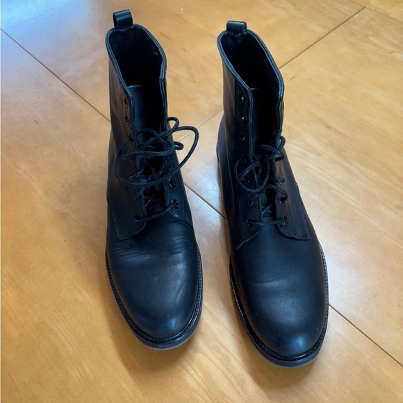 Maje Black Leather Made In Portugal Lace Up Ankle Boots - Picture 3 of 11